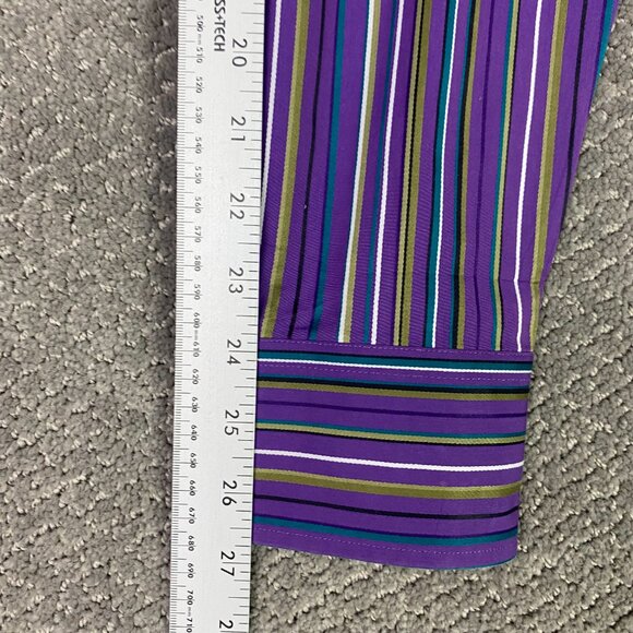 Etro Shirt Men's 40 Purple Green Gold Striped Button Down Up Cotton Milano NWOT - Picture 12 of 12